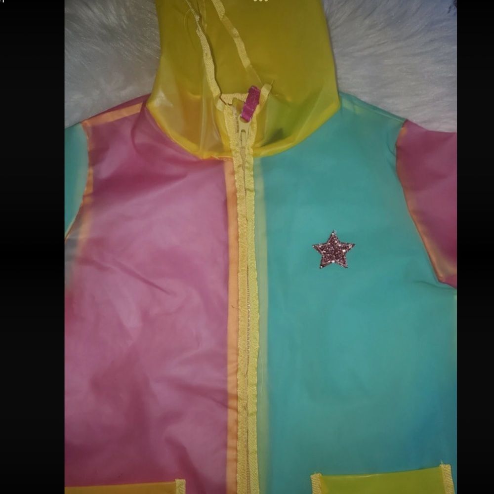 Girl’s BUFFALO matching set outfit raincoat jeans pastel David Bitton 4T EUC - Picture 3 of 6